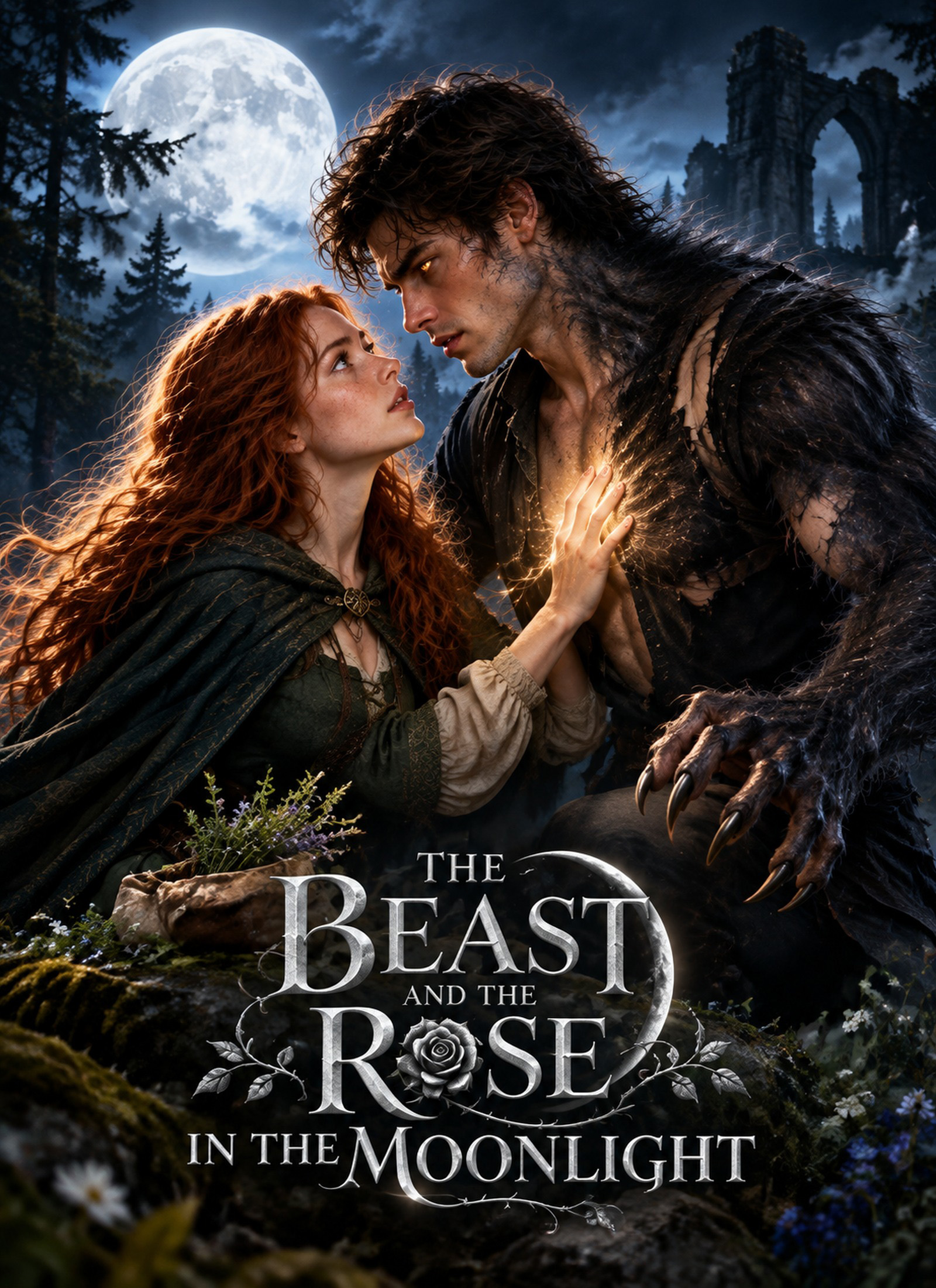 The Beast and the Rose in the Moonlight